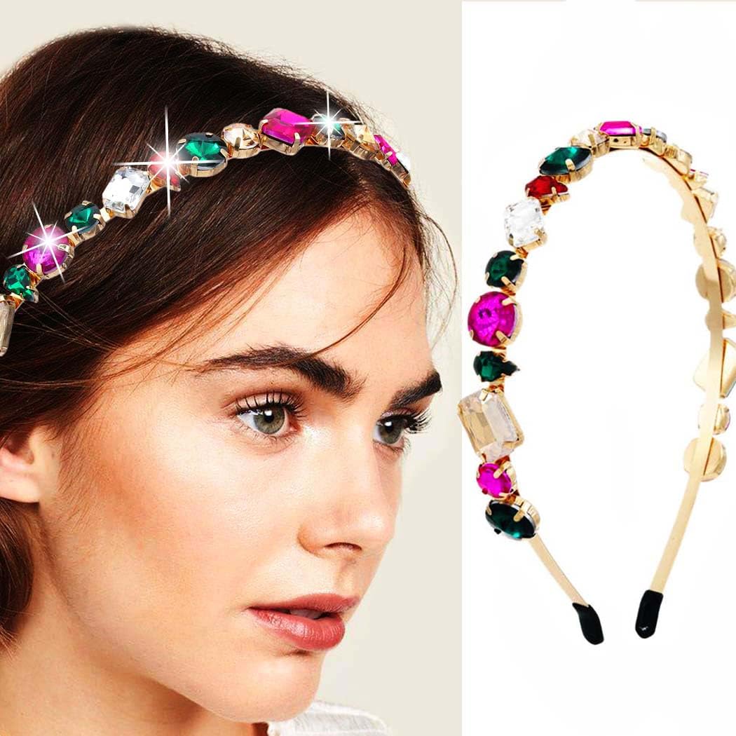 Amazon.com : Sinalty Colorful Rhinestone Headbands Thin  display picture 1