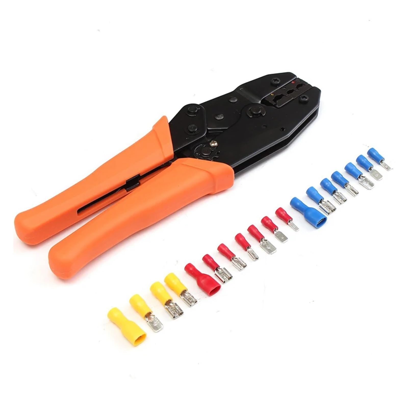 Kit de 900 conectores de pala macho/hembra aislados y 1 alicate de crimpado eléctrico de 22-10 AWG. Juego de herramientas manuales.