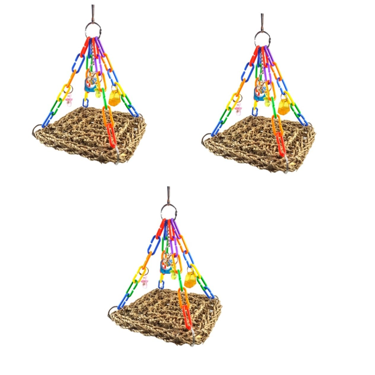 Sosoport 3piezas Hamaca De Juguete para Periquitos Columpio para Aves Juguete De Masticar para y Aves Pequeñas Accesorio Divertido y Seguro Entretenimiento De