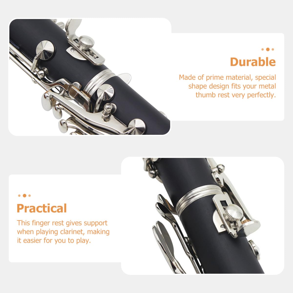 GALPADA Set 5 Pezzi Poggiadito Regolabile per Clarinetto, Supporto Poggia Dita Compatto in Materiale Resistente, Accessorio per Strumenti a Fiato, per Uso Professionale e Amatori