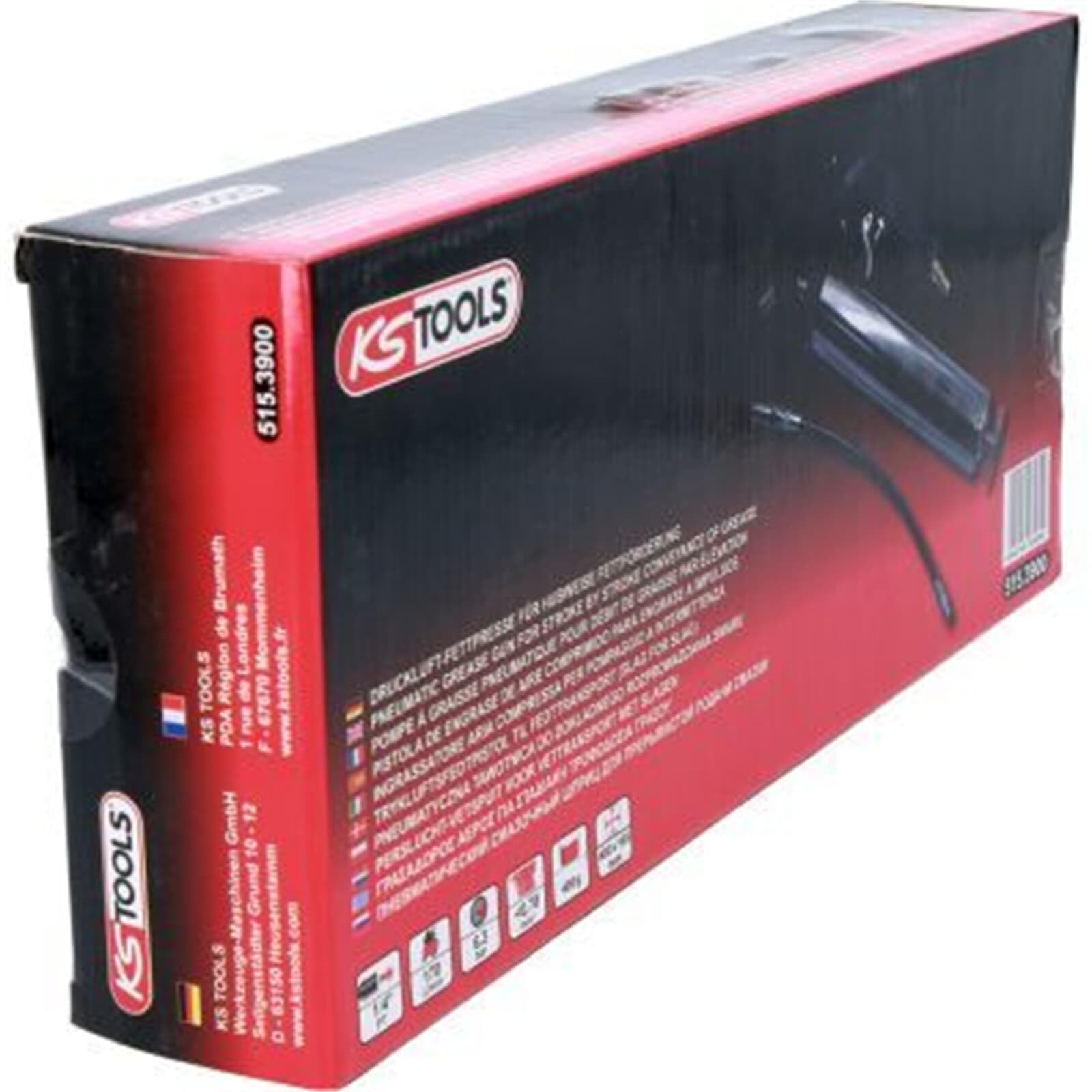KS TOOLS - 515.3900 - Pistolet à graisse pneumatique - Contenance 400 mL - Design ergonomique pour un travail à une main