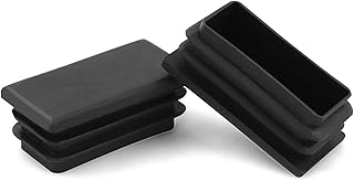 QWORK 10 PCS Plastica terminali tappi, tappo per tubo rettangolare, per gamba della sedia, nera, 2.5cm x 5cm