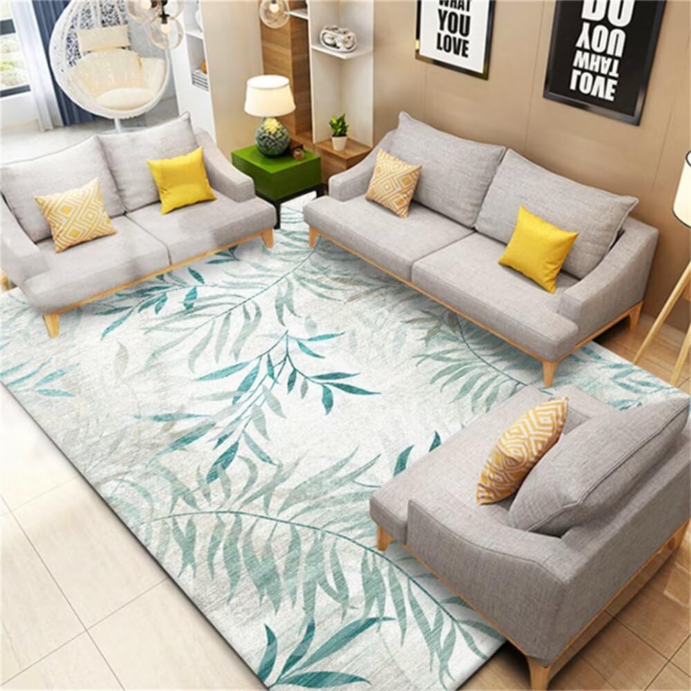 Tapis chambre ado fille facile à nettoyer pour sol moderne gris et vert