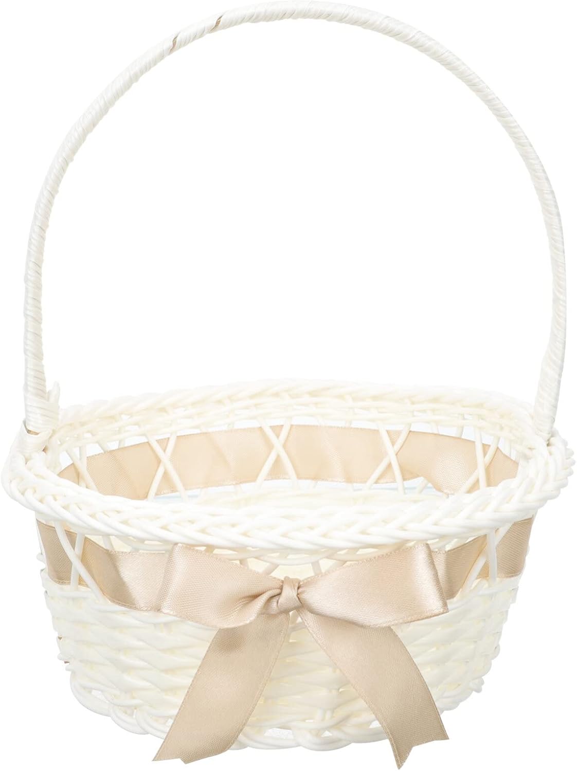 STOBOK Wedding Flower Girl Basket,Wicker Rattan Flower Girl