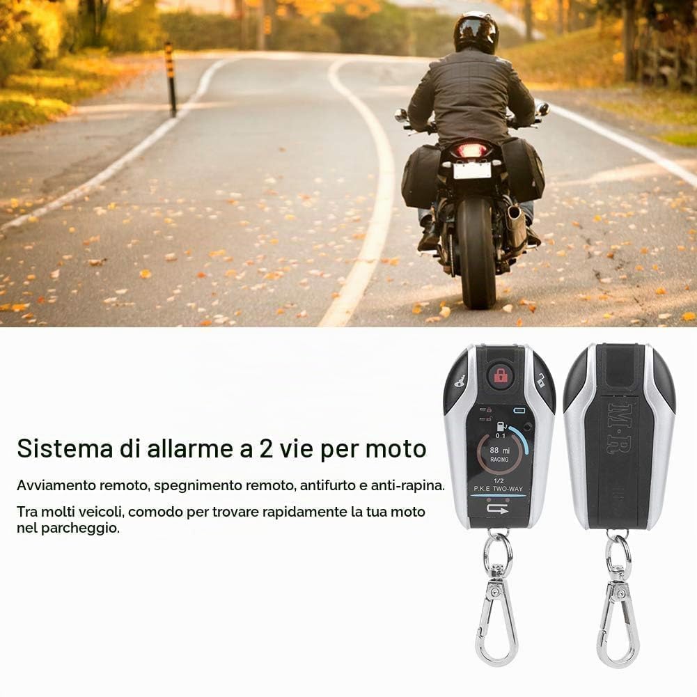 Yctze 2 Voies système d'alarme Universel ABS Moto antivol télécommande pour sécurité 12 V avec démarrage à Distance pour la Plupart des Motos