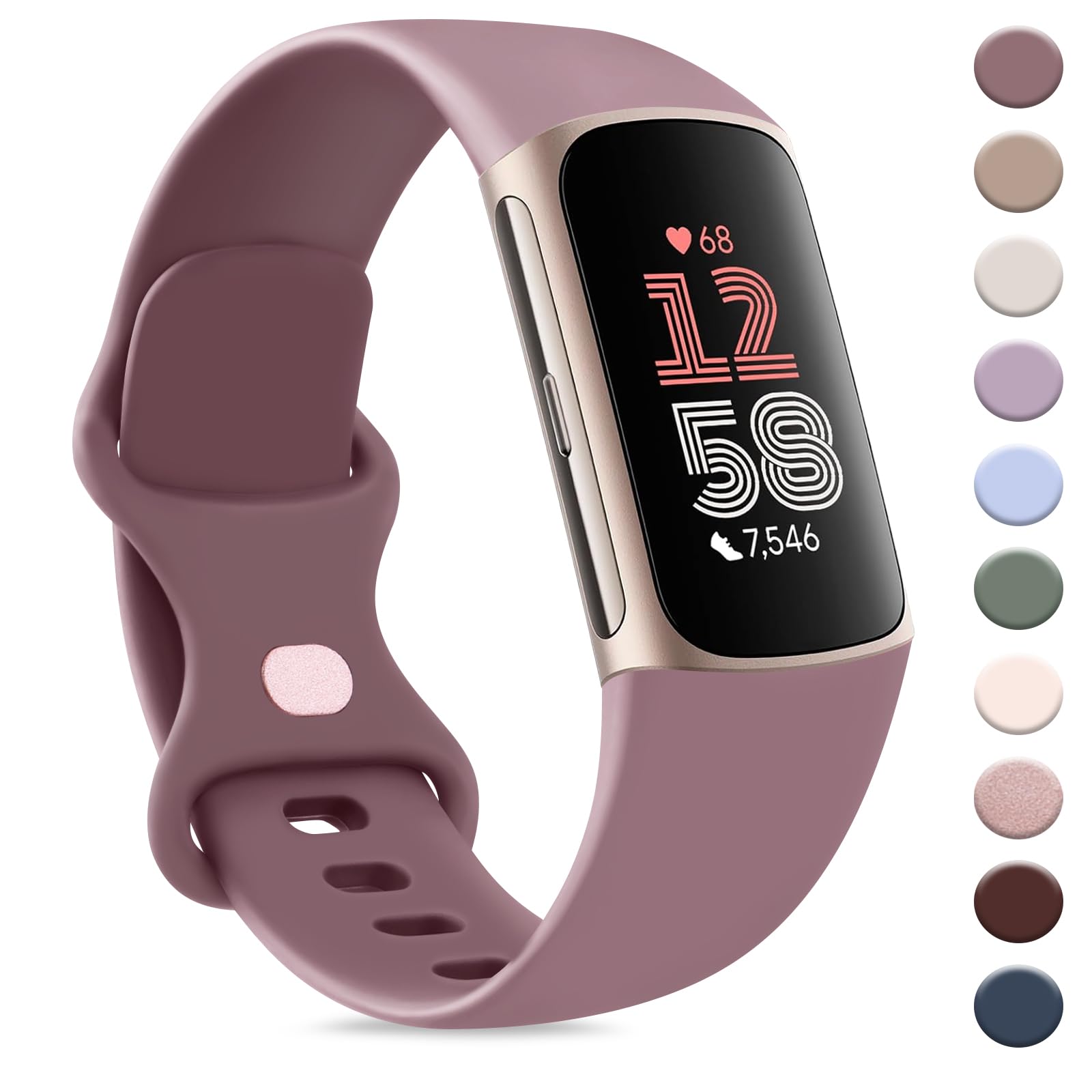 AK Sport Band Compatible with Fitbit Charge 6 Bands / Fitbit Charge 5 Bands Women Men, Classic Soft Replacement Straps Wristbands for Fitbit Charge 6 / 5 Advanced Fitness & Health Tracker (Smoke