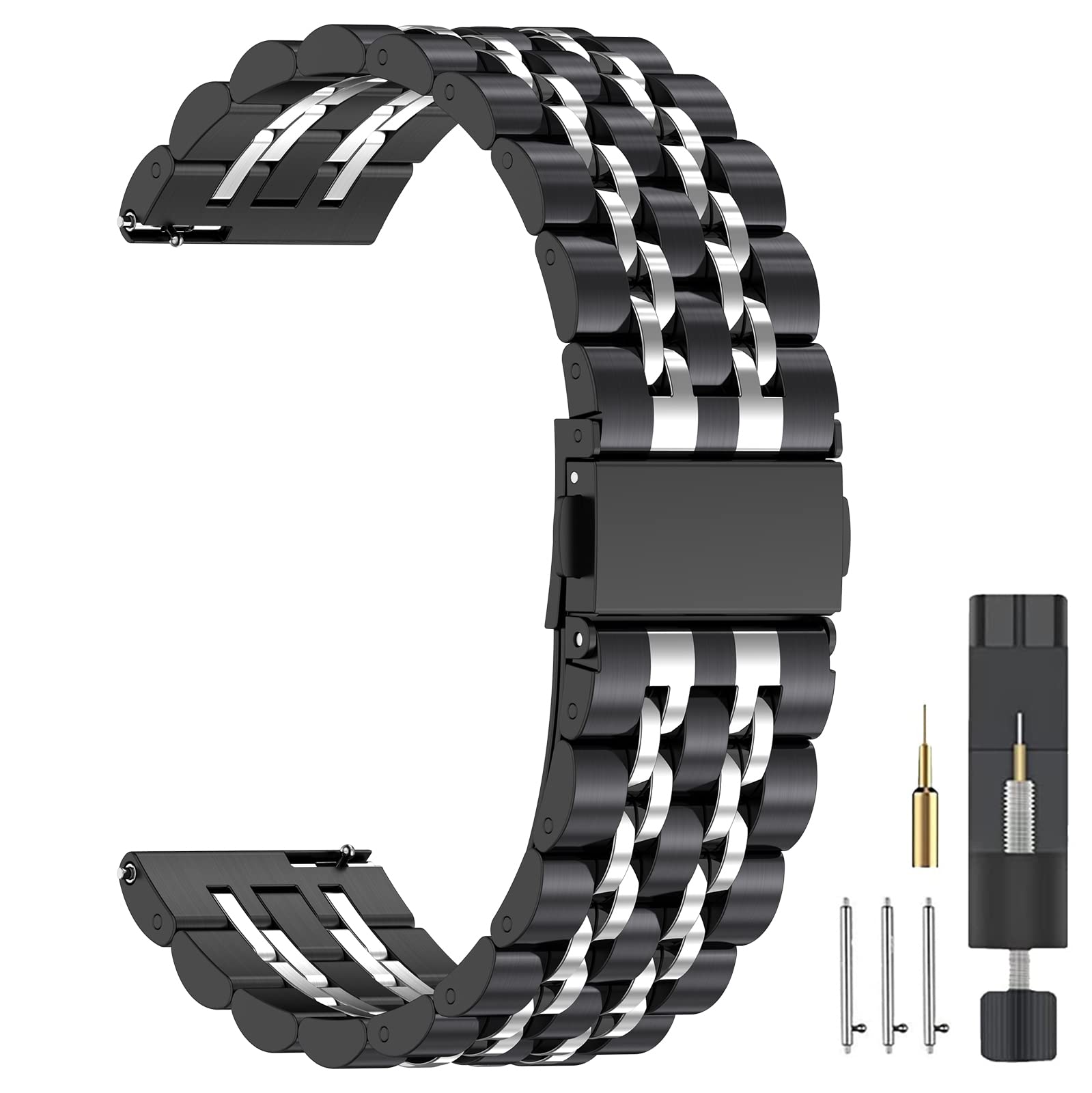 ZPJPPLX Universal Quick Release Watch Band,18mm 20mm 22mm Stainless Steel Metal Straps for Samsung Galaxy Watch 6/5/4/3,Garmin Watch,Huawei Watch, Amazfit GTS Replacement Band