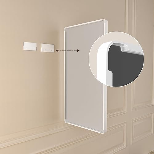 Miniatura 6 de Espejo de baño con marco de metal blanco de 55 x 30 pulgadas para pared, espejo de tocador de baño blanco mate, espejo rectangular redondeado,