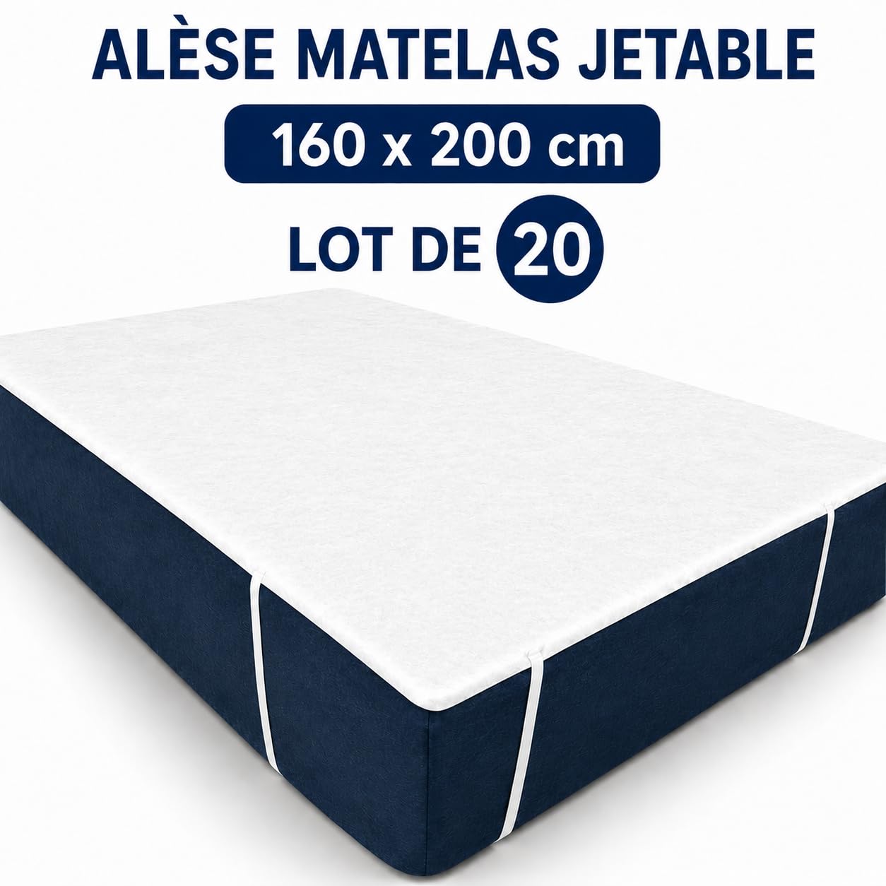 Protège-Matelas Jetable 160x200 cm | Lot de 20 Alèses | Lit 2 Places | Non Imperméable | Protection Literie Usage Unique | Idéal Gîtes, Hôtels, Hébergement Temporaire
