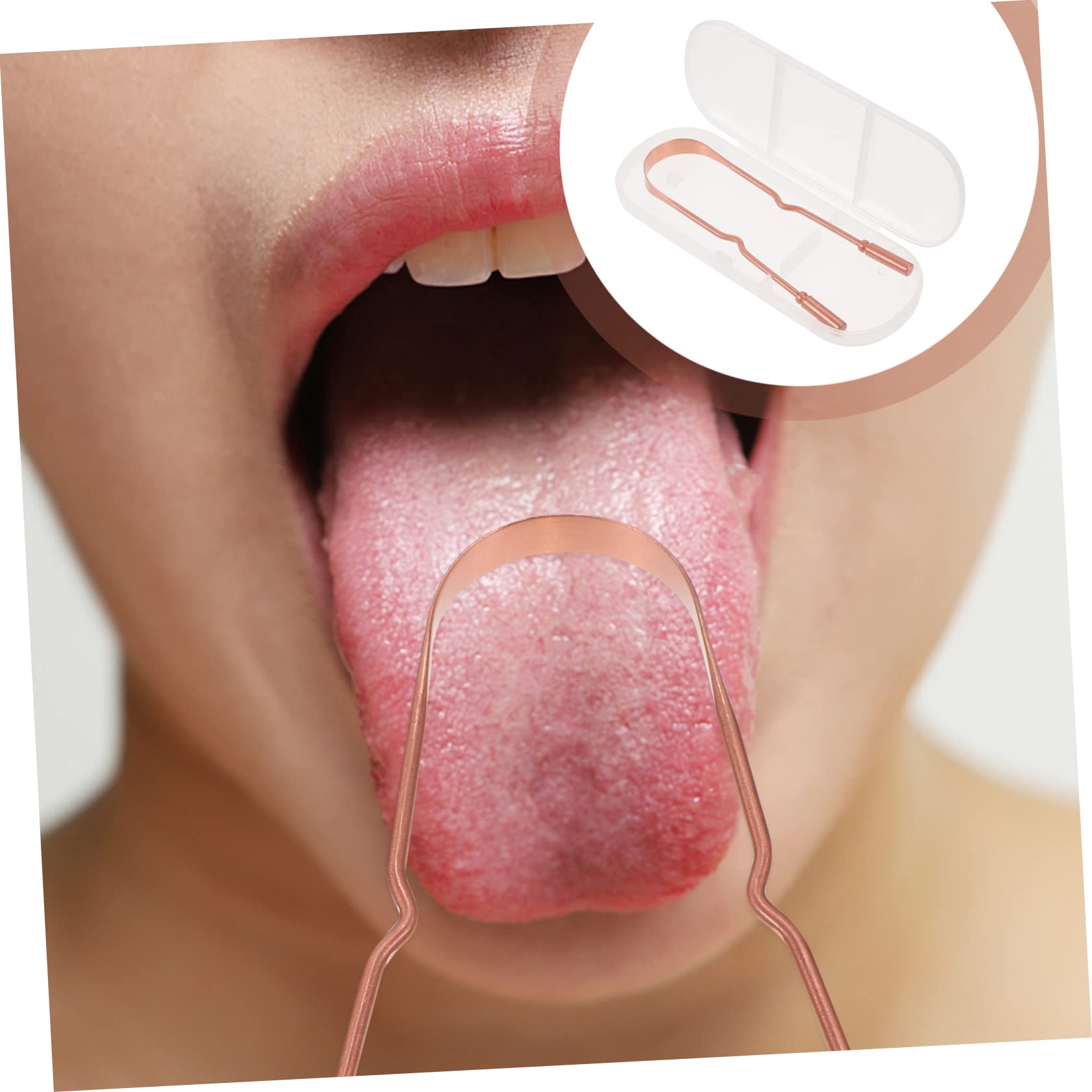 PartyKindom 15pezzi Pulisci Lingua Portatile Rame Con Scatola Di Contenimento Raschietto Ergonomico Per Igiene Orale Per Adulti Riduce Odori Sgradevoli Facile Da Usare