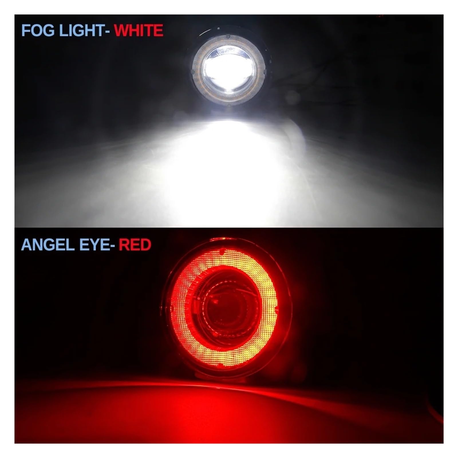 Faro Delantero Conjunto Luz Antiniebla LED Externa Camión Lámpara Circulación Diurna Antiniebla DRL Ojo Ángel 30W Para Ford Para Ranger PX PX2 P375 T6 2012-2021 Faro Antiniebla(White and Red)