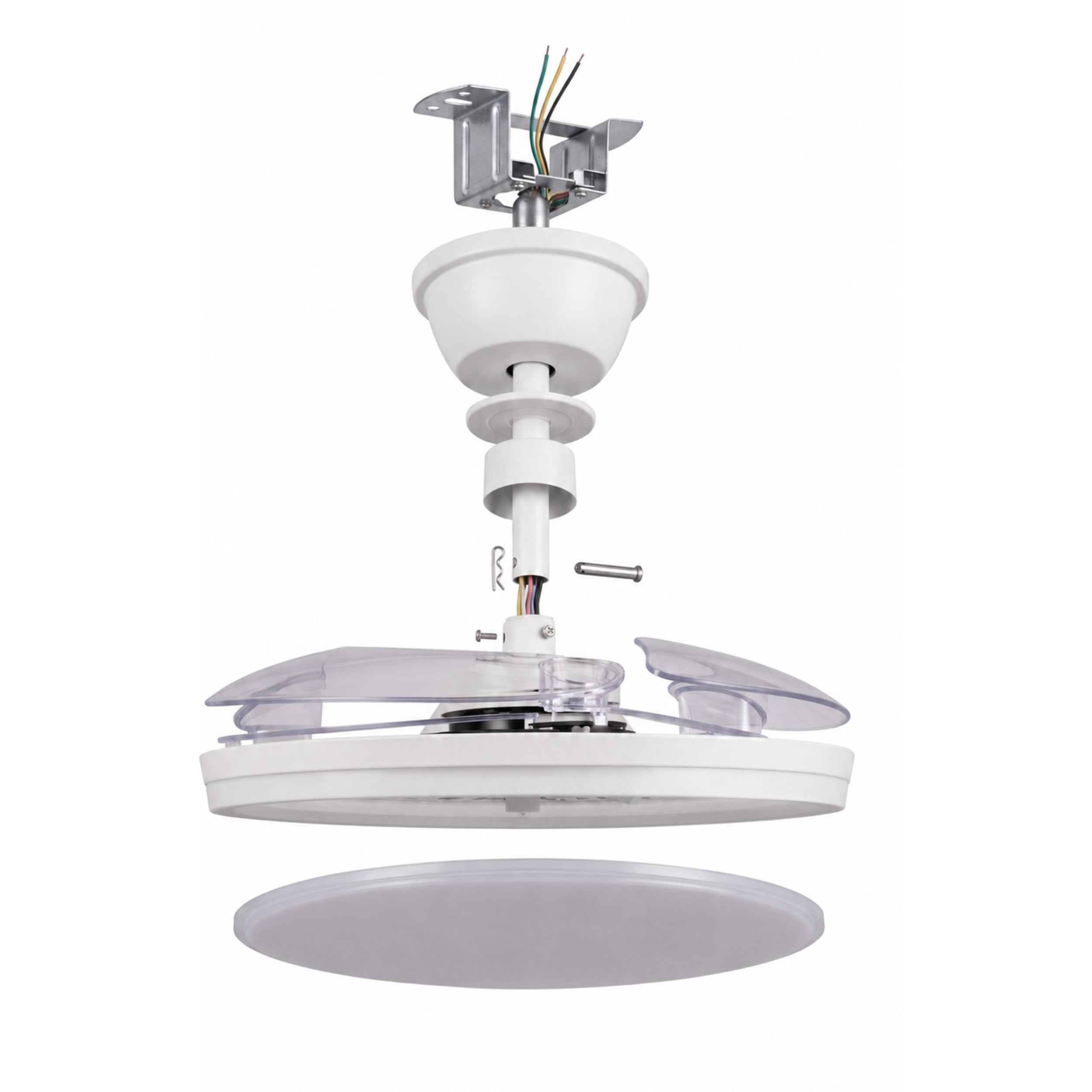 YATEK Rubina Bianco - Ventilatore da soffitto con pale retraibili, motore DC silenzioso, LED 60W 6980 lm regolabile, 6 velocità, telecomando, funzione estate inverno, 107 cm