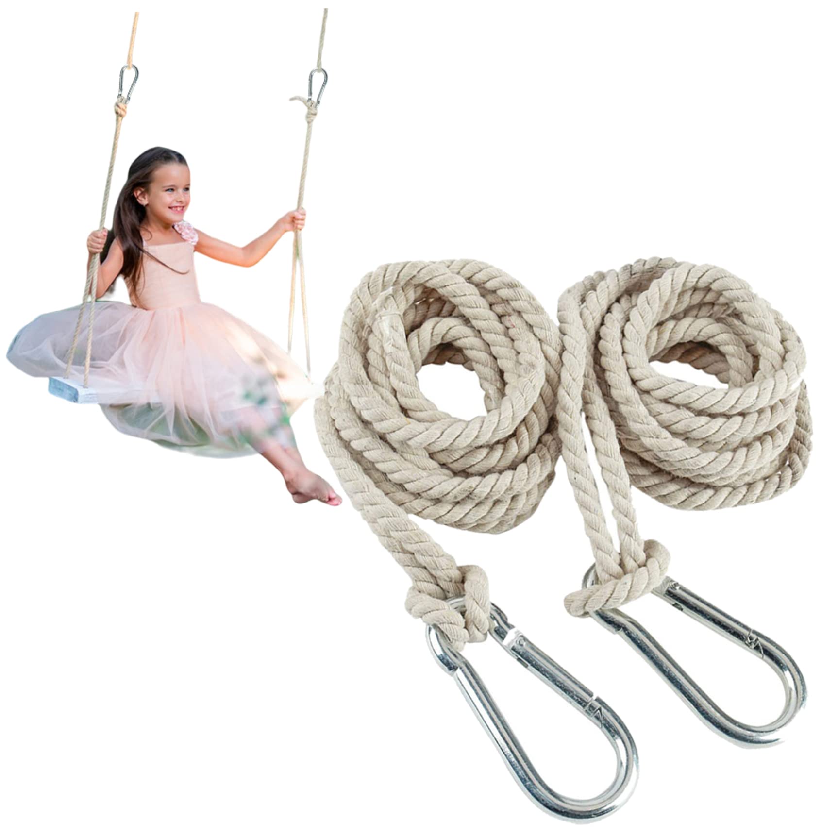 Correas para Columpio de árbol Hamaca 2 Piezas Cuerda para Colgar de algodón 157.48 Pulgadas Ganchos para Columpio Ajustables Correa Accesorios de jardín Correas para Hamaca Cuerda para Columpio de ár