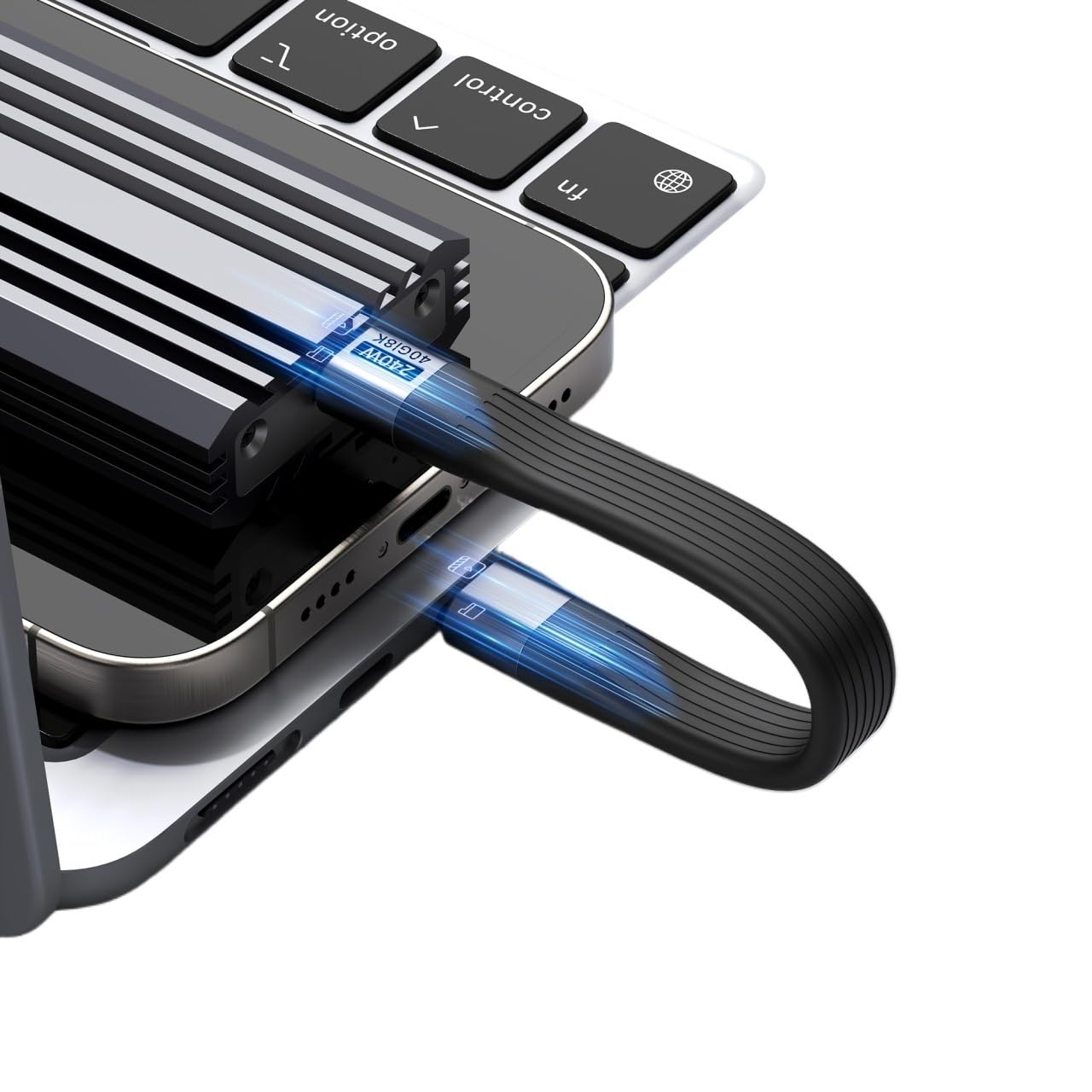 PD 240W USB C cavo di ricarica*/ing per cavo USB4 portachiavi portatile 40Gbps trasferimento dati cavo tipo C (nero)
