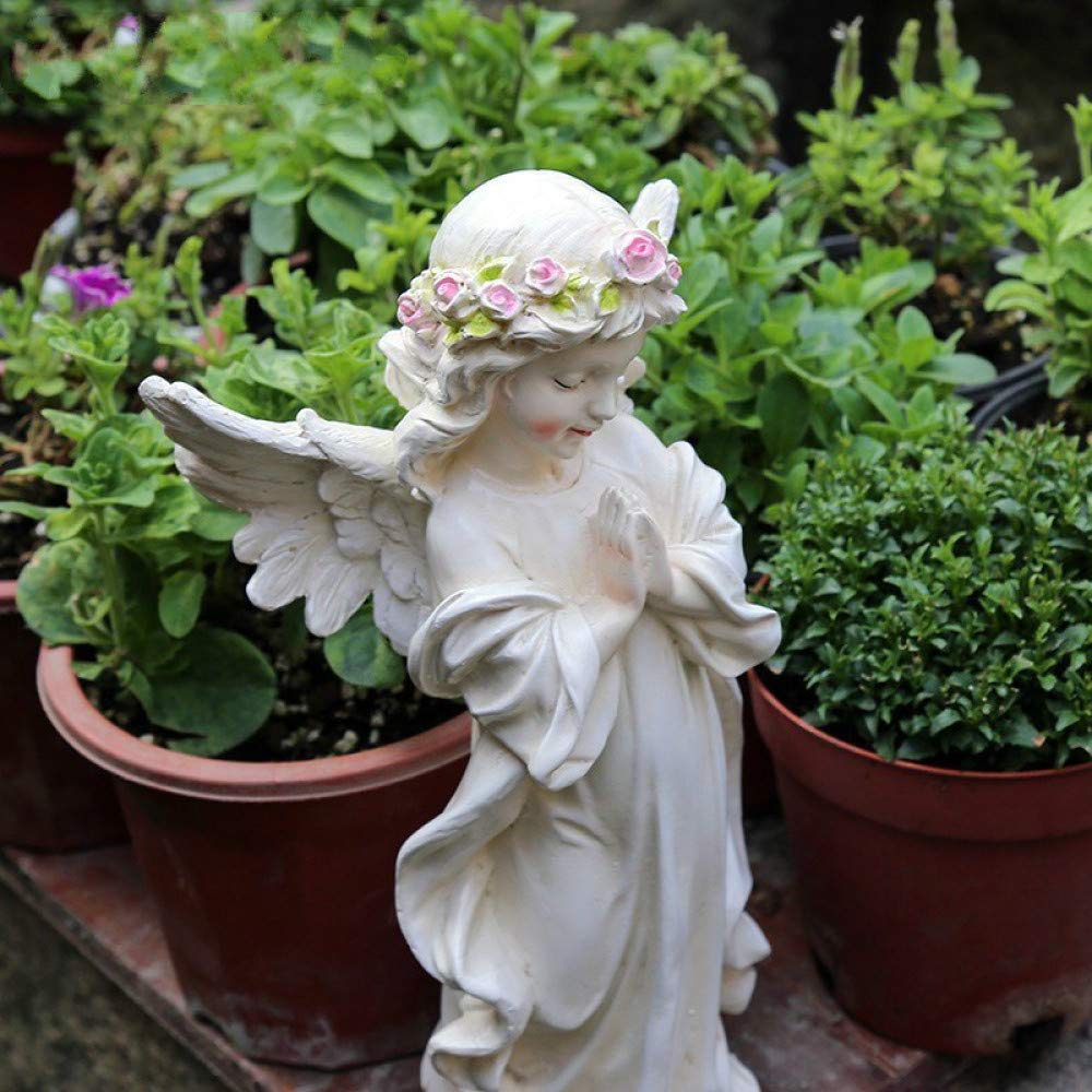 Statuette da Giardino Decorazione Statua Outdoor Home Small Angel Fairy Sculpture Ornamenti in Resina Statuette da Tavolo da Cortile