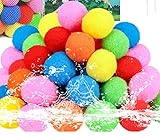 Water Balls Quick Fill Water Balloon Pools Party Multicolored Colored Water Balloons Splash Fun Summer Pools Party Outdoor Safety Water Bomb Fight (60 PCS Reusable Sponge Balls)