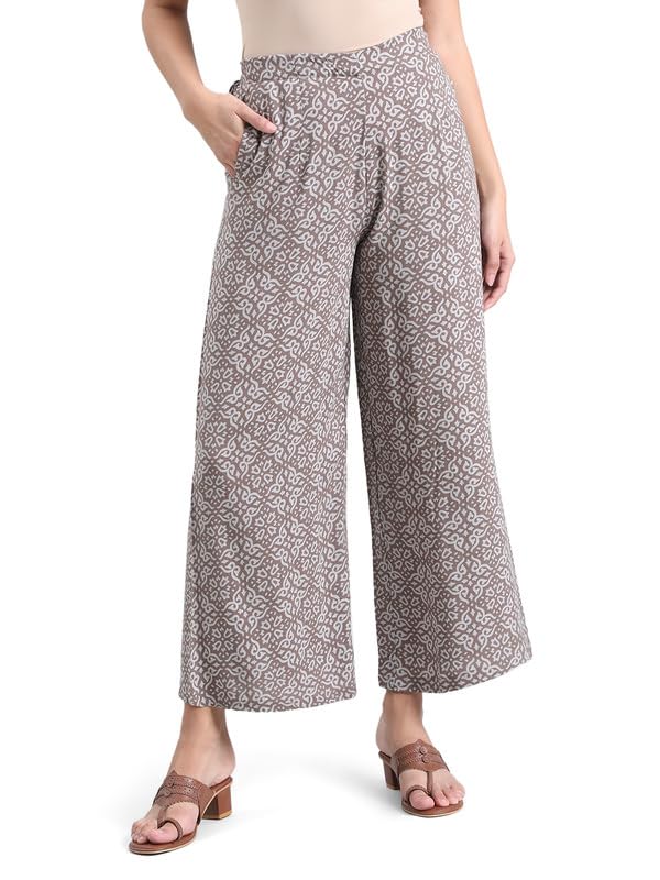 Image of GO COLORS Soft Viscose Printed Palazzo Full Length for Women| Breathable, Mid Rise