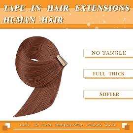 YDDM Tape in Hair Extensions Human Hair Dark Auburn 10 Inch 20pcs 100% Remy Human Hair Straight Invisible Seamless Tape in Hair Extensions(33, 10 Inch)