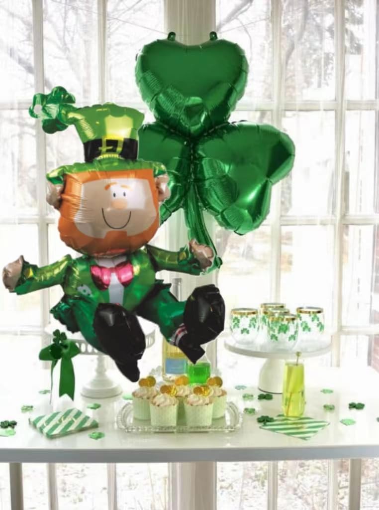 St. Patricks Day Lucky Balloons - Sitting Green Irish Man Foil Balloons for Saint Patrick's Day Birthday Baby Shower Party Decoration Supplier