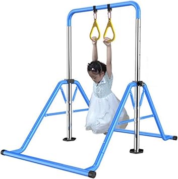 Gymnastic Bars Expandable Folding Horizontal Bar for Home with Adjustable Height Practice Bar Junior Training Bar for Kids Children Adult Support to 330lbs Blue