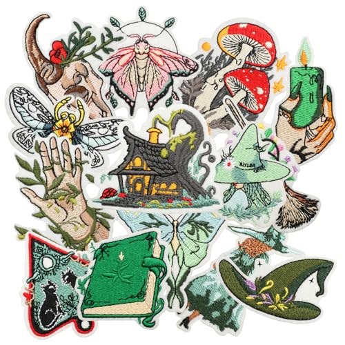 Nicime 14pcs Fairy Tale Iron/Sew on Patches, Forest Witch Embroidered Applique, Funny Decoration for Clothes, Hat, Bag, Dress, Shirt, Jeans