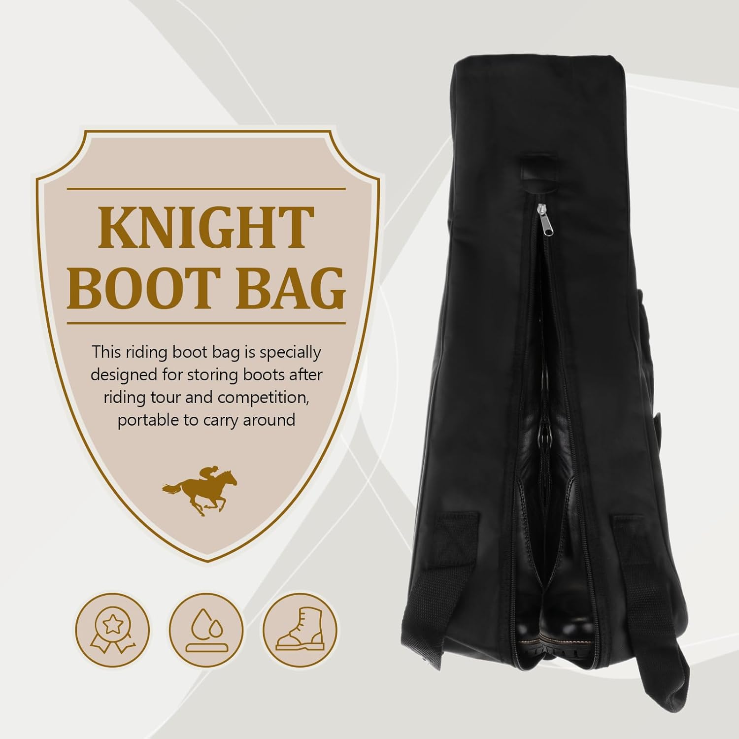 Portable Dust Proof Boot Storage Bags, Horse Riding Tall Boot Bag, Waterproof Equestrian Equipment Organizer, Oxford Cloth and Leather Knight Boot Carry Bag