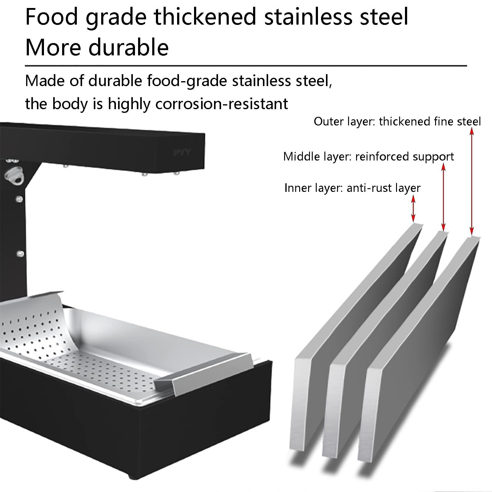 French Fry Wärmelampe, kommerzielle Lebensmittelheizung French Fry Wärmer, Edelstahl French Fry Wärmer für Pommes Frites