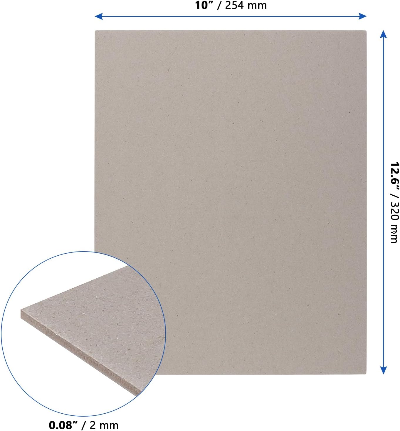 MANCHAP 50 PCS 80PT Chipboard, 10 x 12.5 inch 2 mm Book Board Grey Binder Board, Backing Scrapbooking Sheets for Book Binding Cover, DIY Crafts