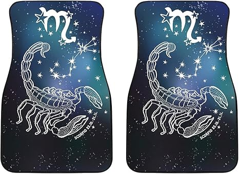 Scorpio Zodiac Cars Floor Mats, Scorpio Star Sign Car Mats, Scorpio Horoscope Mats (Without Custom Name, Set of 2)