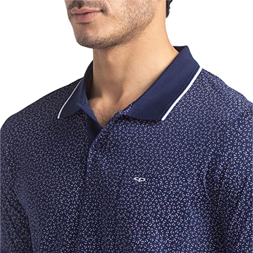 Image of Colorplus Men's Pure Cotton Print Pattern Tailored Fit Polo Neck Half Sleeve Casual T-Shirt