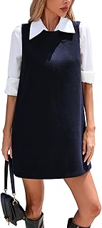 Women's Casual Loose Tank Dress Crew Neck Sleeveless Shift Mini Dress