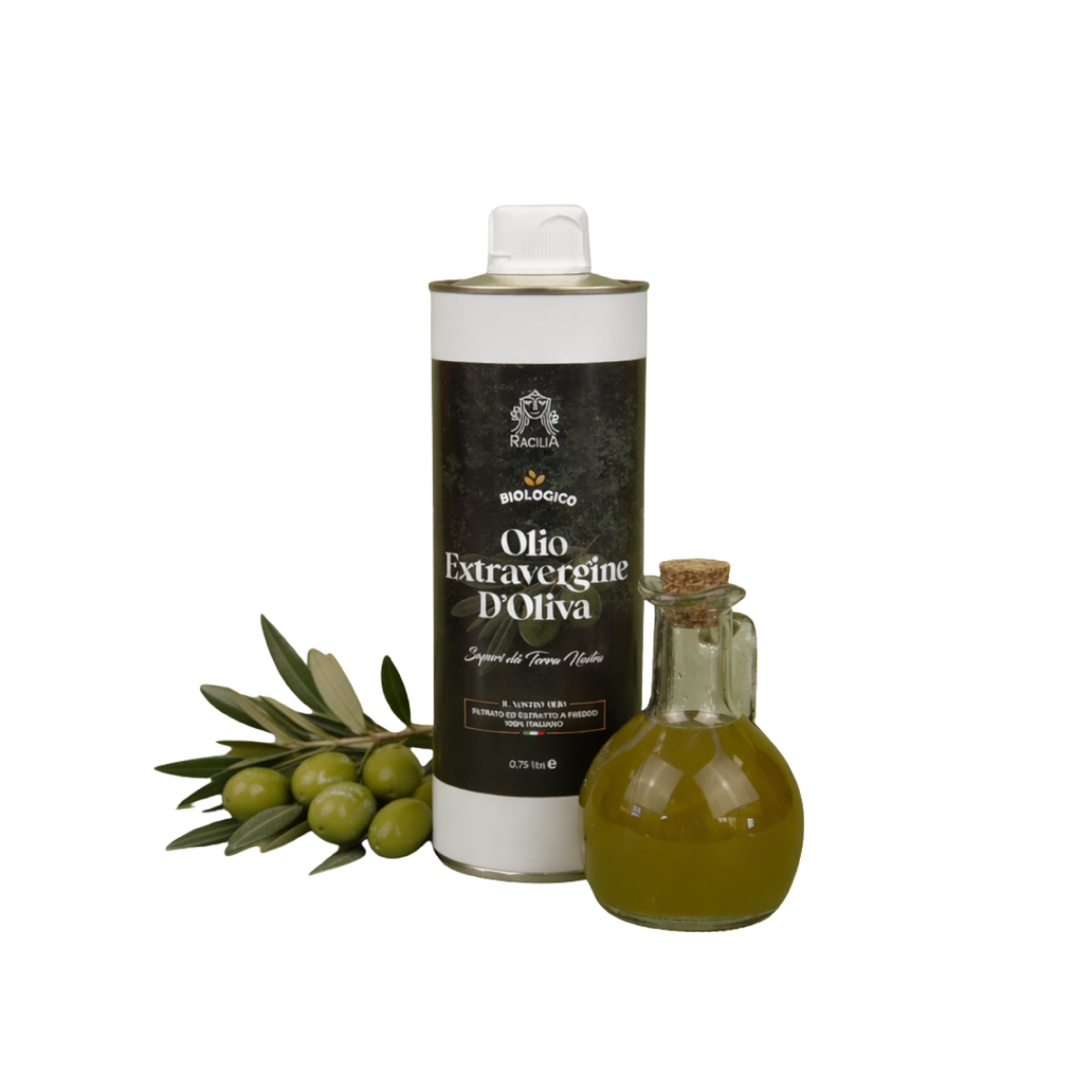 RACILIA Aceite de Oliva Virgen Extra Ecológico - Aceite AOVE Bio 100% Italiano, Prensado en Frío - 750ml x 12