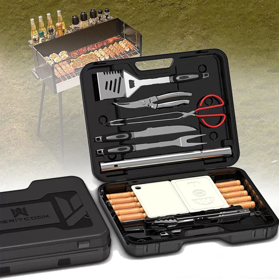 Accessoires pour grillades coffret de 29 outils en acier cadeau idéal pour la fête des pères