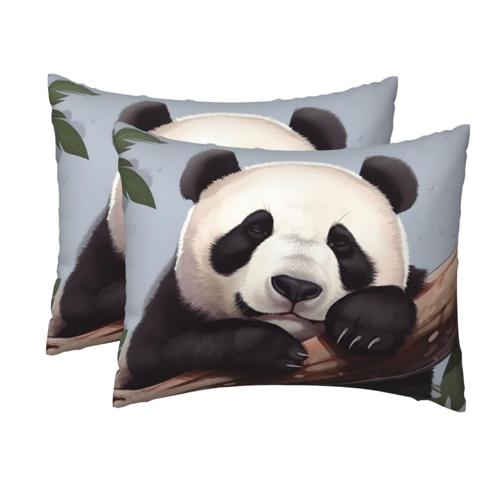 2 Pack Standard Size Pillow Cases for Hair and Skin Soft Breathable Pillow Case Covers with Hidden Zipper Cute Sleeping Panda Pillowcase 20x26 Inches Pillow Cover for Sleeping Gift