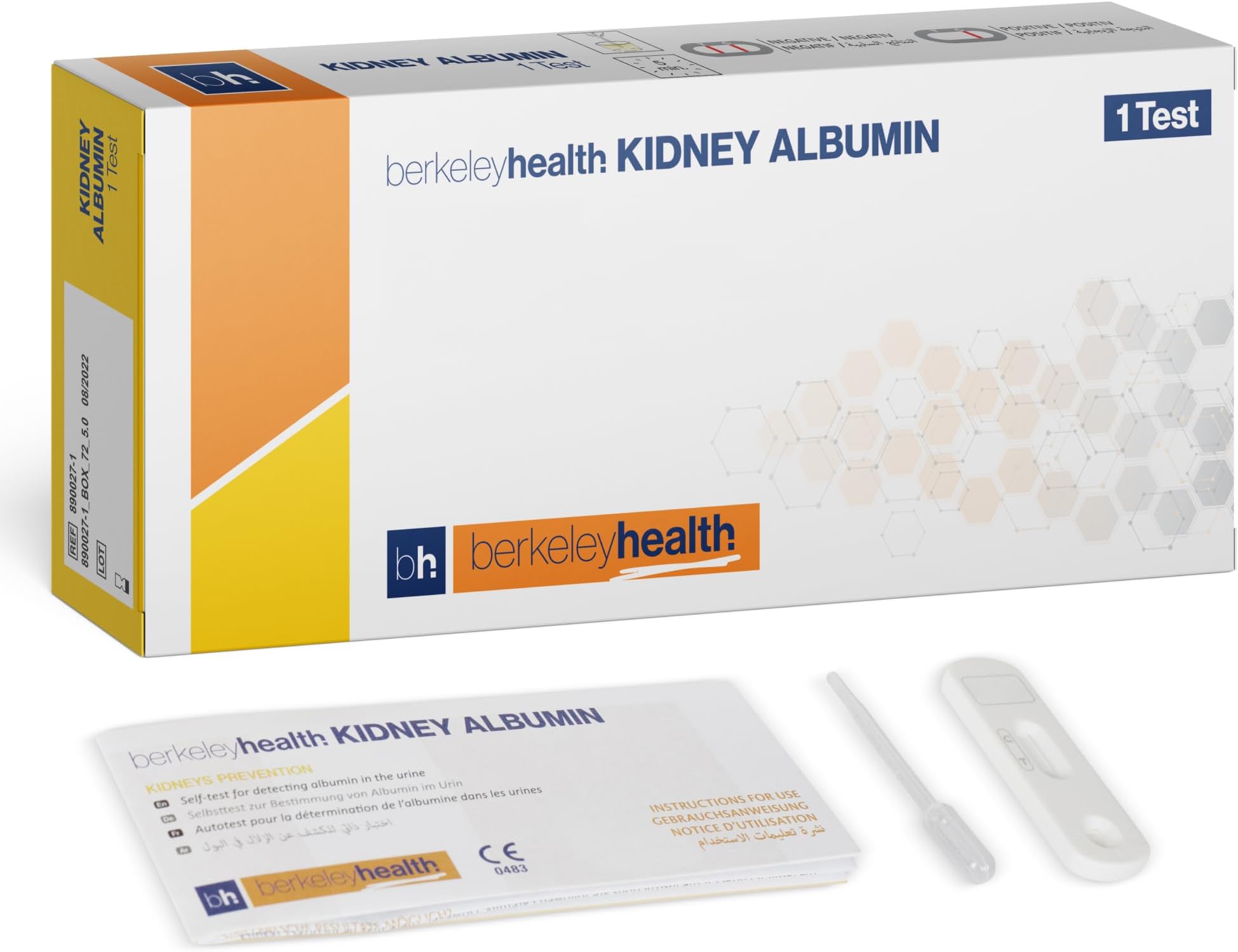 Berkeley Health Kidney Function Home Self Test Kit - Detect Albumin in Urine - Easy to Follow, Fast & 97% Accurate - 1 Pack