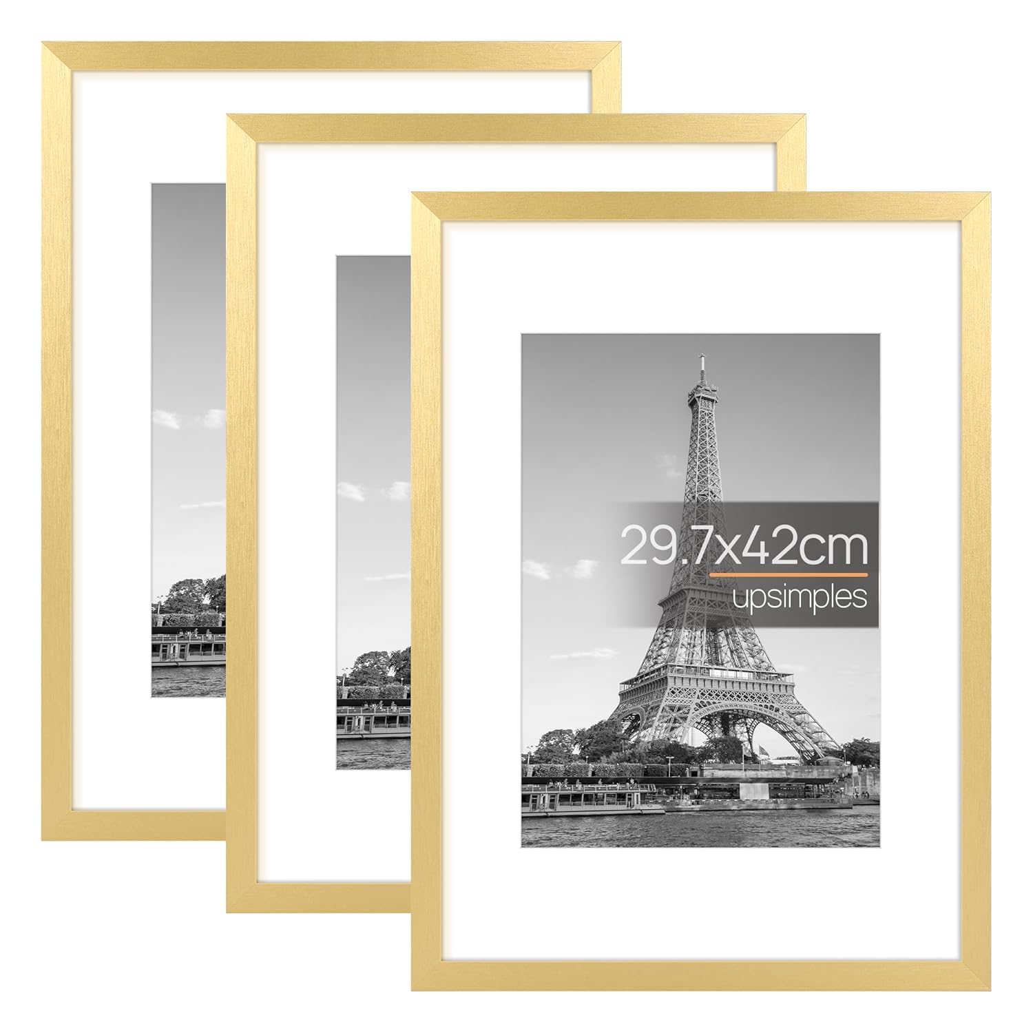 upsimples A3 Picture Frames, Pack of 3, Gold, 29.7 x 42 cm — image 1