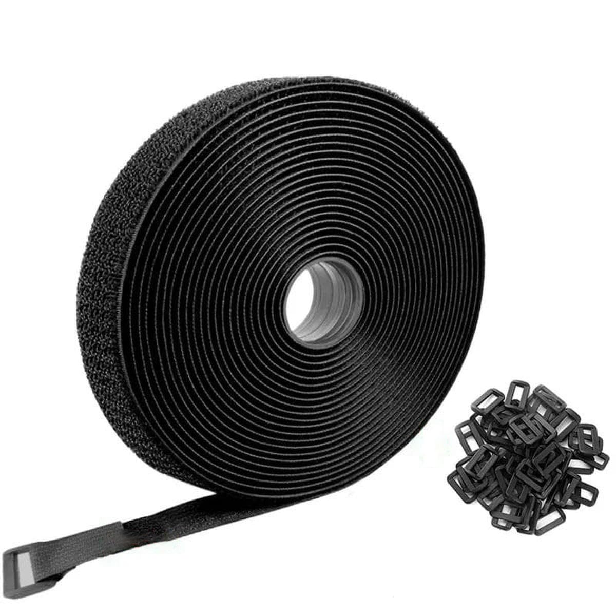 5/2/1Meter Reusable Fastener Hook and Loop Securing Straps with Buckles Adjustable Cable Straps Cut Length Nylon Cable Ties-Black Width 20mm-1Meter 5Pcs Buckles