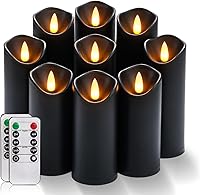 Vista 1 de Homemory Velas negras sin llama, velas de Halloween, velas que funcionan con pilas, velas LED de pilar con control remoto y temporizadores, juego