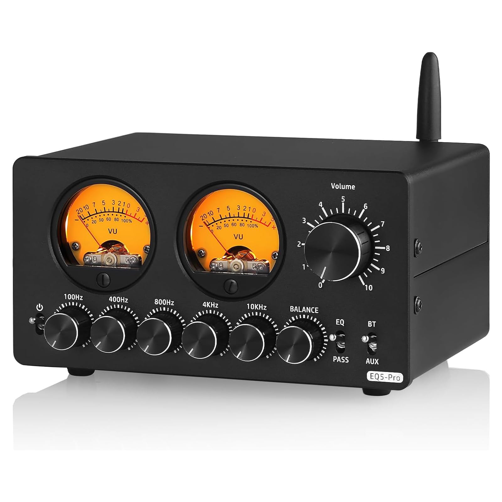 Preamplificatore Phono, Preamplificatore Audio, Equalizzatore EQ a 5 Bande Con Misuratore VU Con Tubo Stereo Di Guadagno Pre-amplificatore, Manopola Di Controllo Indipendente,decorazione Dinamicamente