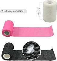 Vista 4 de Vendajes autoadherentes para deportes, esguince, hinchazón y dolor en muñeca y tobillo, 6 unidades, 3 pulgadas x 14.7 pies (negro)