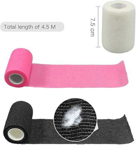 Miniatura 4 de Vendajes autoadherentes para deportes, esguince, hinchazón y dolor en muñeca y tobillo, 6 unidades, 3 pulgadas x 14.7 pies (negro)