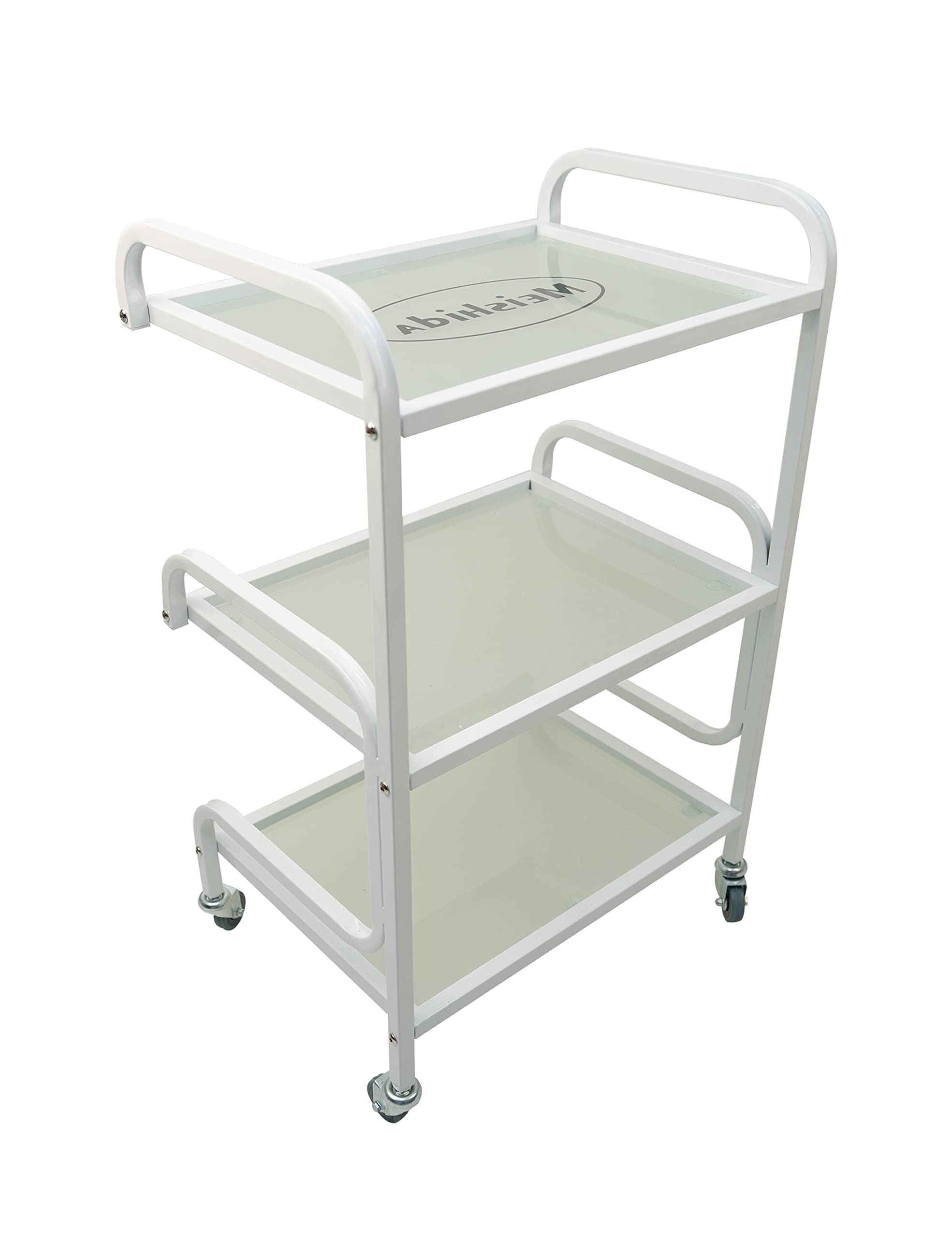 MEISHIDA Glass Trolley Cart with 3 Layers of Glass Shelves for Salon & Spa, Beauty Facial Clinic Professional and Personal Use Equipment Furniture