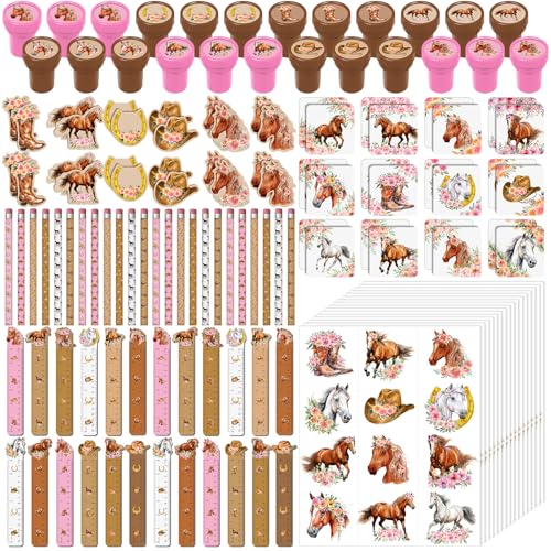 Fournitures de papeterie rose : lot de 168 cadeaux avec gommes chevaux et blocs-notes