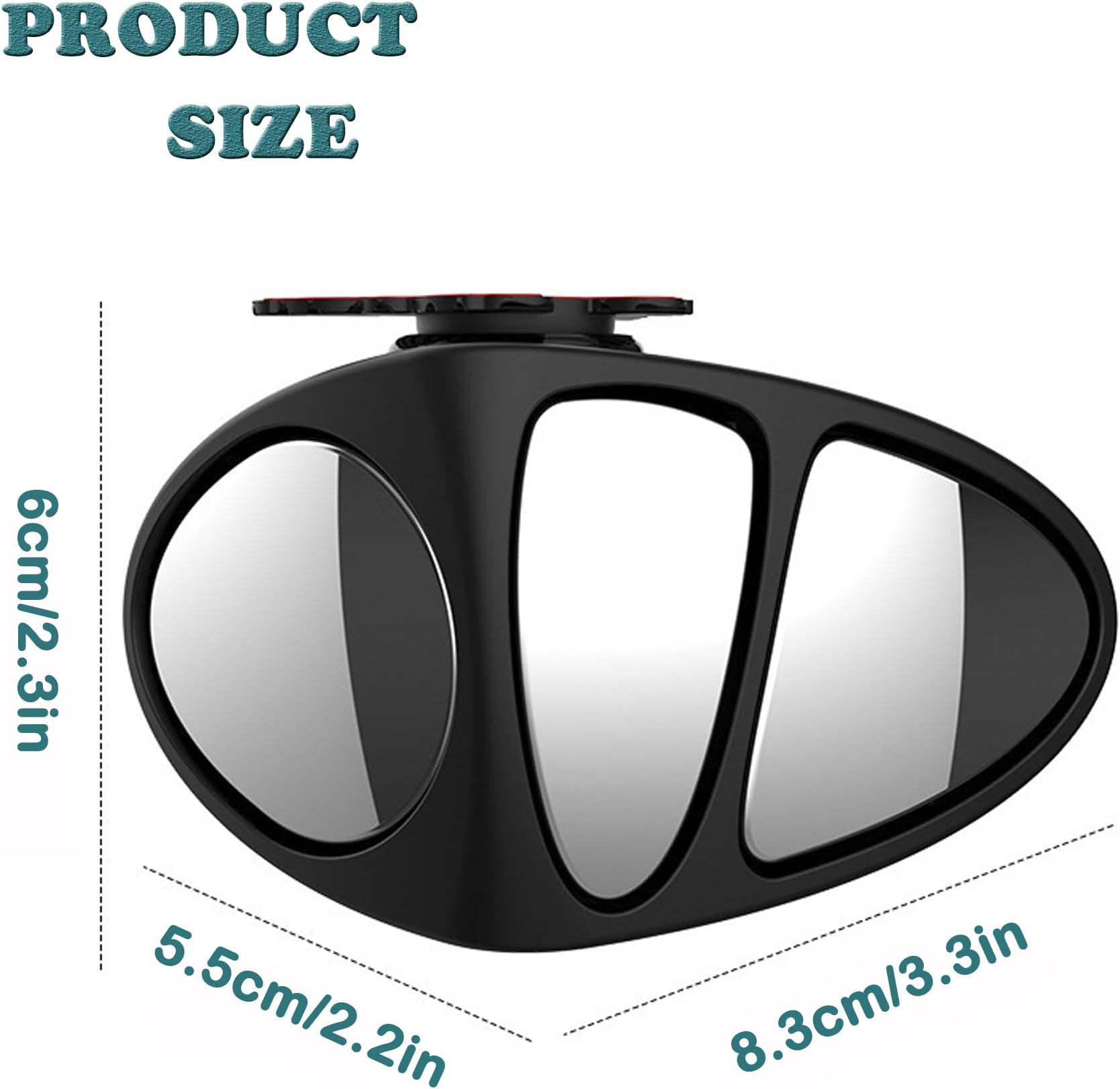 KEWAYO Car Blind Spot Mirror, 360° Rotation Adjustable Wide Angle, Stick-on Universal Three-Sided Lens Auxiliary, Convex Clear Safety Parking Rearview Accessories (Right)
