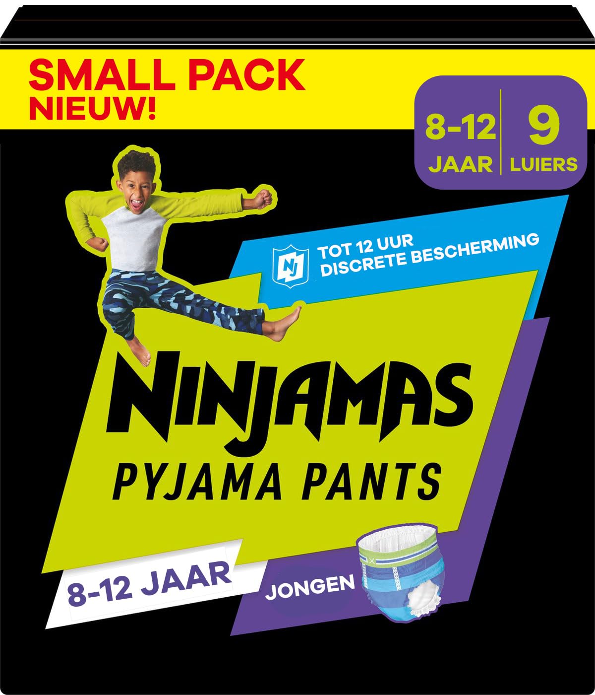 Ninjamas Culottes de nuit absorbantes pour garçons, 9 culottes de pyjama, 8-12 ans, 27-43 kg, protection contre les fuites pour toute la nuit
