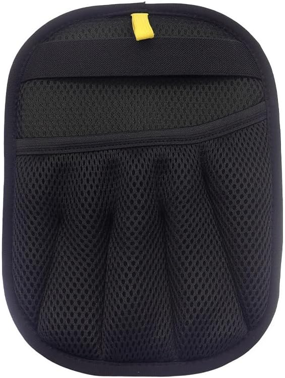 Pet Grooming Glove Mitt with Mesh Design, Black and Yellow, Adjustable Strap (Five Fingers)