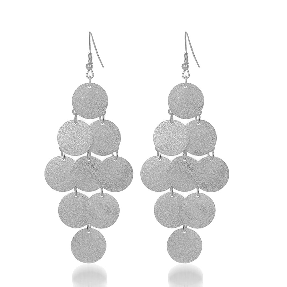 Geometric Circle Coin Drop Earrings Boho Long Sequins Dangle Earrings for Women