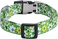 Vista 2 de Collares para perras hembras, diseño de rosa, girasol, margarita y leopardo en tamaño pequeño, mediano, grande para perras hembras, verde margarita