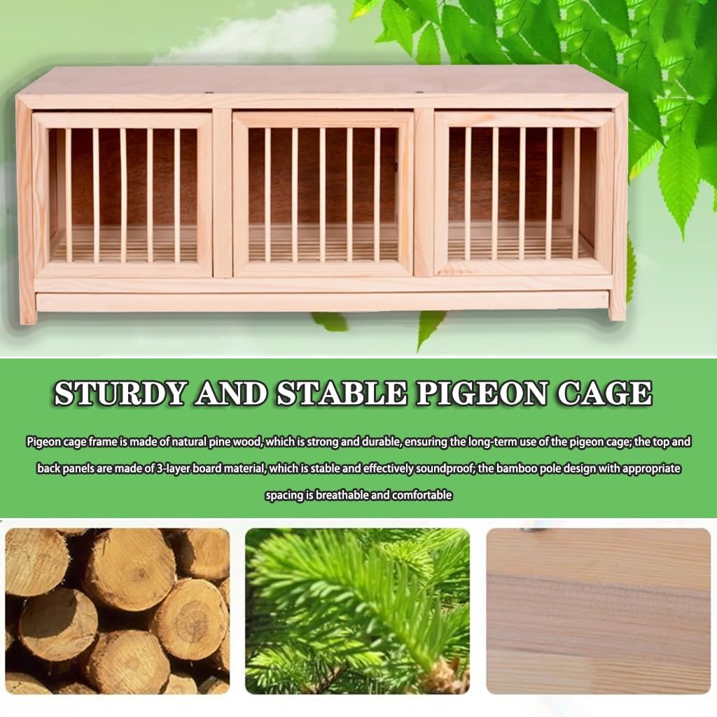 Jaula Grande apilable para Palomas con 3 Puertas - Nido para Palomas mensajeras de Exterior, Cierre de Clavo Oculto, Bandeja extraíble para excrementos, 2 Piezas de Color Natural - Ideal par