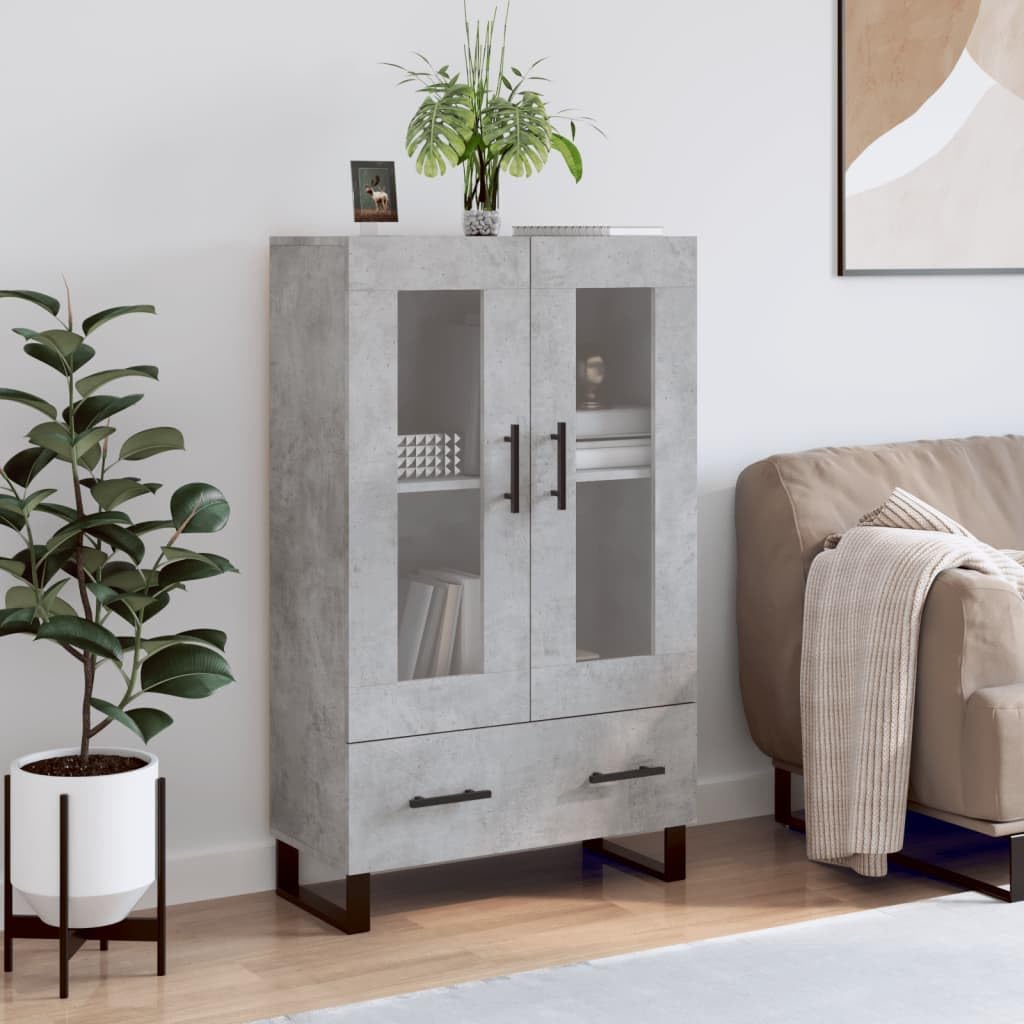 Credenza Grigio Cemento 60x36x110 cm in Legno Multistrato